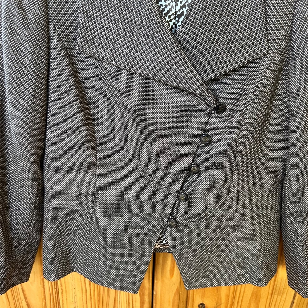 Tahari ASL Blazer Jacket Brown Asymmetrical Button Lined 100% Wool Women's 10 - Picture 7 of 8